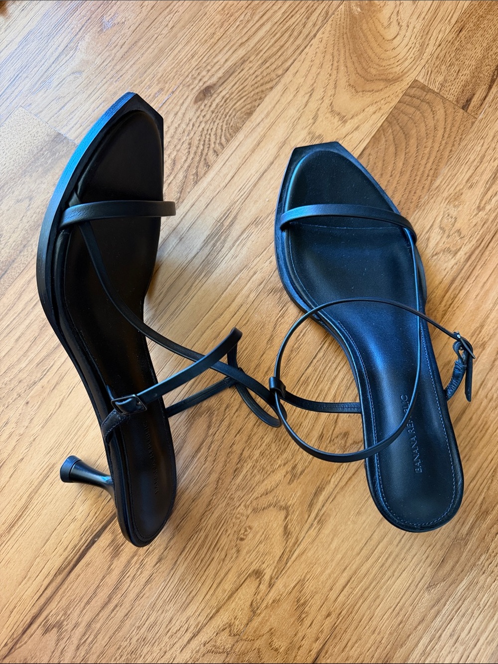 Banana Republic Black Strappy Square-Toe Heeled Sandal